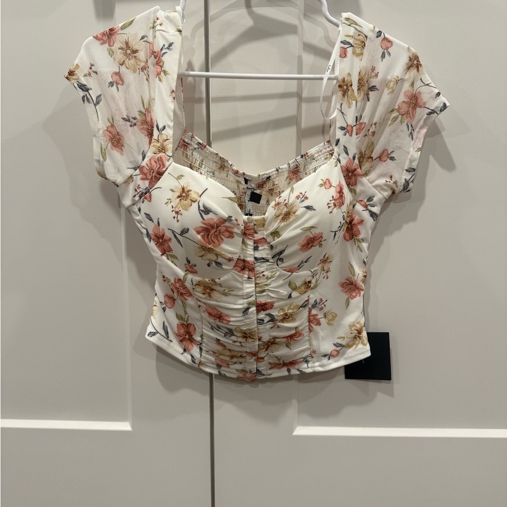 Lulu's Cream and Pink Floral Blouse